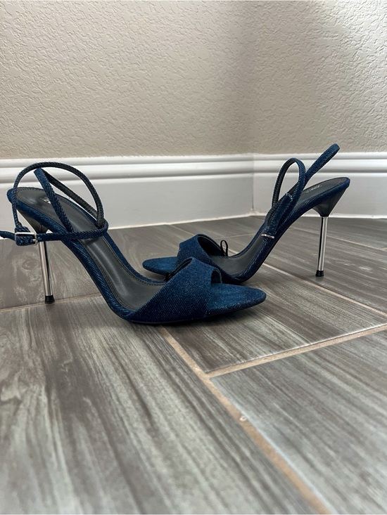 Zara Shoes - ZARA Denim High-Heeled Sandals Metallic Stiletto Blue EU 39 NWOT
